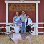 Grand Champion Swine - Clayton Lockwood; Buyer - Greg and Brenda Keys